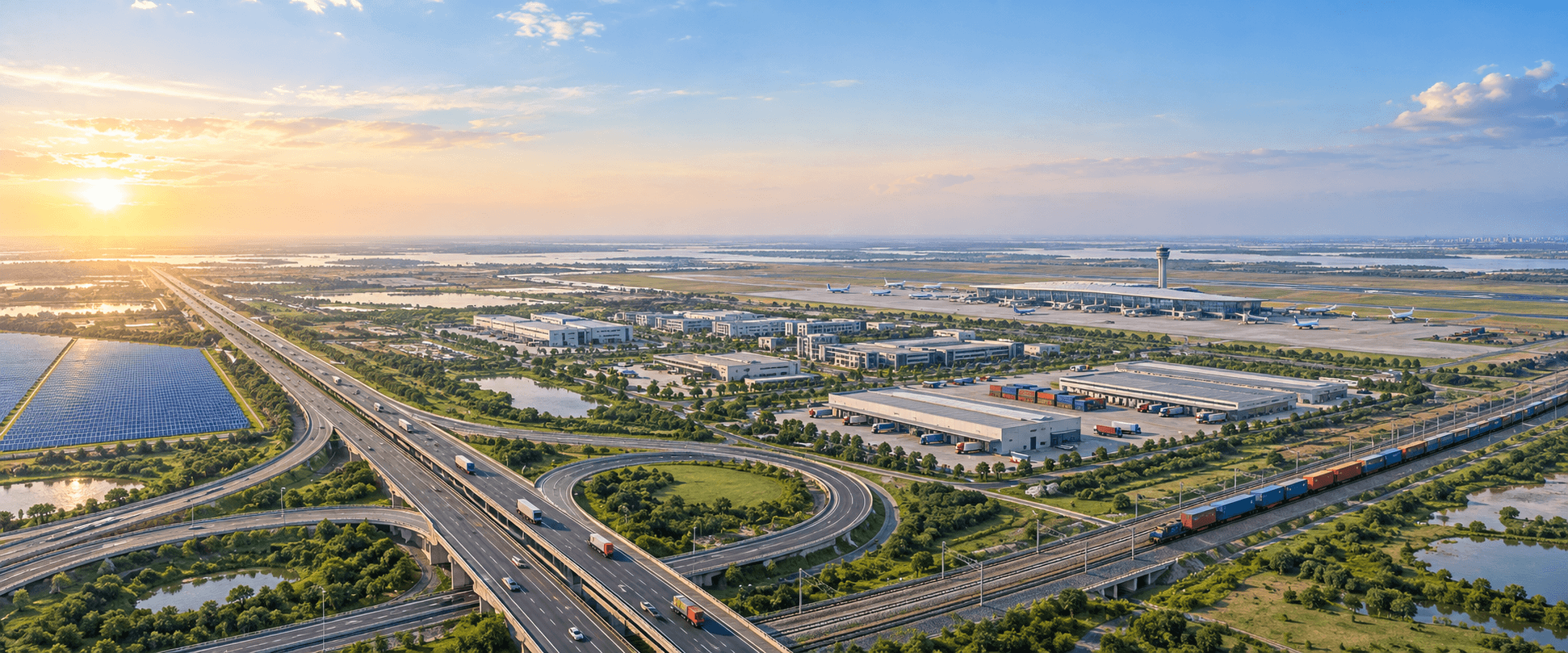Illustrative panorama of infrastructure around the Dholera region